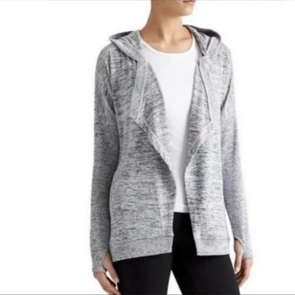 Athleta Sweaters - ATHLETA Blissful Wrap Hooded Open Knit Cardigan Gray Space Dye size xs